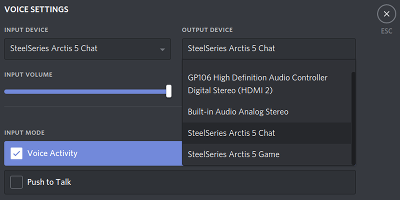 Discord Arctis 5 settings